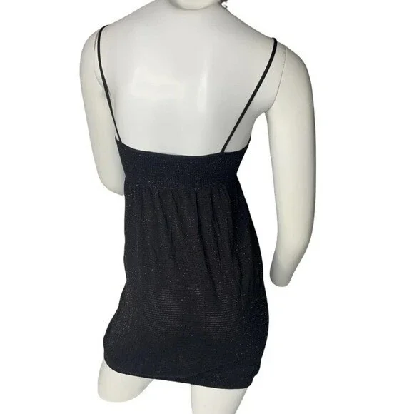 Black gold metallic sleeveless dress spaghetti strap MCM - Picture 3 of 6